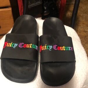 Juicy Couture Black Slides with Multicolor Logo 𝓥𝓮𝓻𝔂 𝓡𝓪𝓻𝓮!!